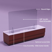 Load image into Gallery viewer, Acrylic Sneeze Guard / Protective Shield - Freestanding Countertop Design